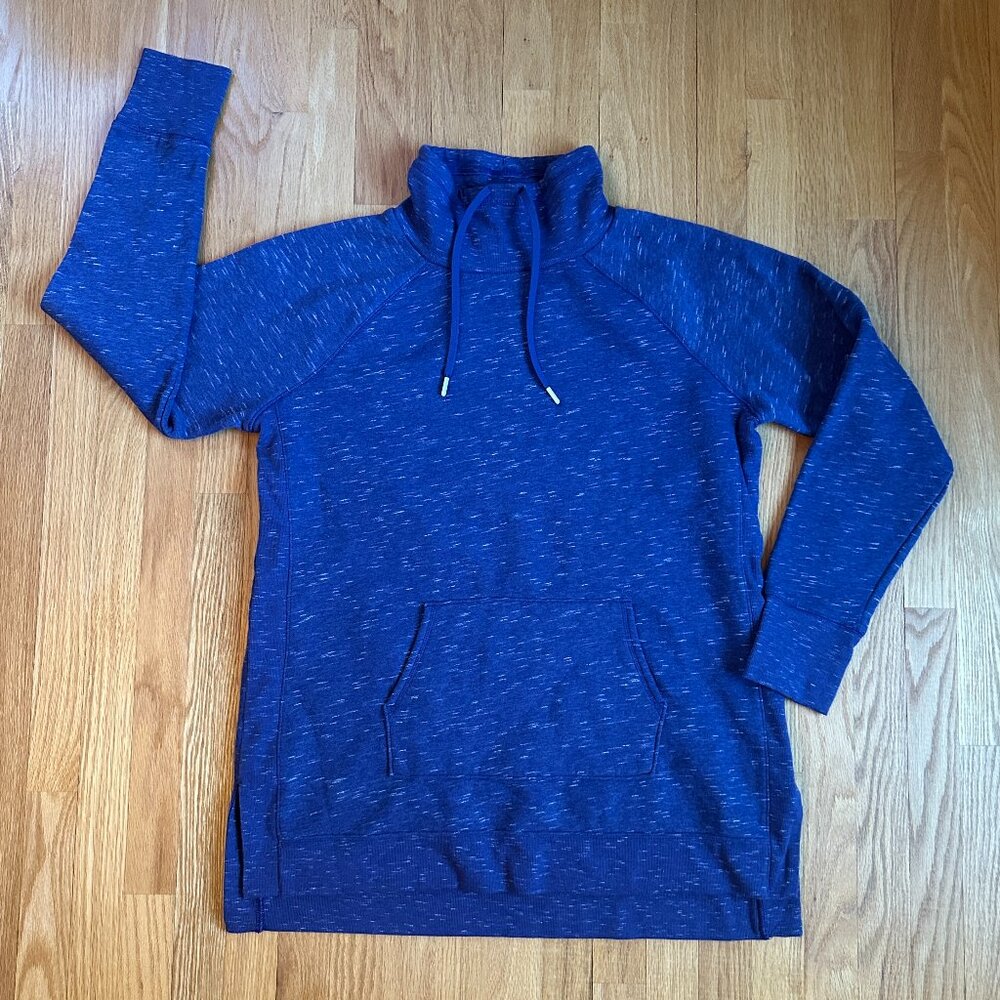 Tek Gear Ultra Soft Mock Neck Tunic Length Sweatshirt- Blue Heather